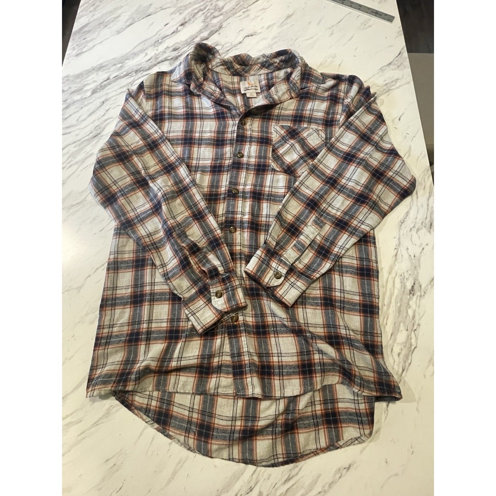 Field And Stream Blue/Orange Plaid Shirt. 100% Cotton. Size XLT